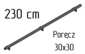 Poręcz ścienna schodowa 30x30mm SB-26/5 230cm zewnętrzna