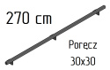 Poręcz ścienna schodowa 30x30mm SB-26/5 270cm zewnętrzna