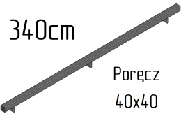 poręcz ścienna schodowa 40x40mm SB-26/4 340cm składana wewnętrzna