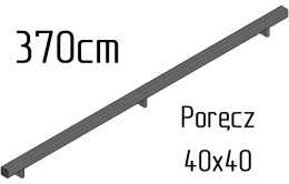 poręcz ścienna schodowa 40x40mm SB-26/8 370cm składana wewnętrzna