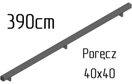 poręcz ścienna schodowa 40x40mm SB-26/8 390cm składana wewnętrzna