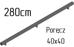 Poręcz ścienna schodowa 40x40mm SB-26/6 280cm zewnętrzna