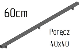 Poręcz ścienna schodowa 40x40mm SB-26/6 60cm zewnętrzna